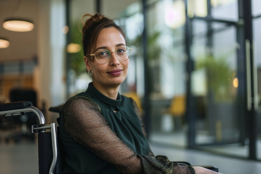 Confident professional woman in a wheelchair